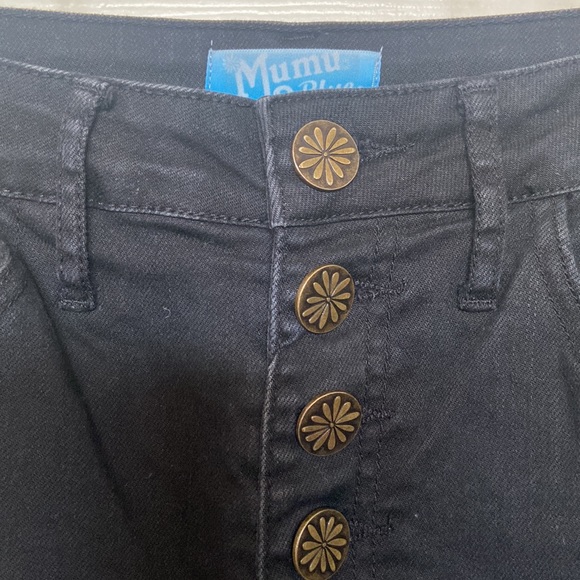 Mumu Blue pants/jeans button fly bell bottoms with raw hem - Picture 4 of 9